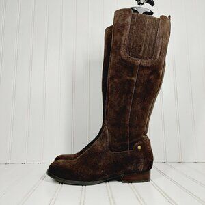 Crown Vintage Leigha Suede Leather Side Zip Knee High Ridding Boots H348